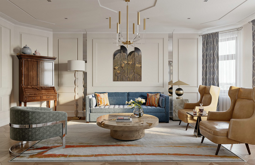 田園輕奢風格室內(nèi)裝修效果圖-碧桂園新仕界四居180平米-客廳 田園輕奢風格室內(nèi)裝修效果圖-碧桂園新仕界四居180平米-客廳