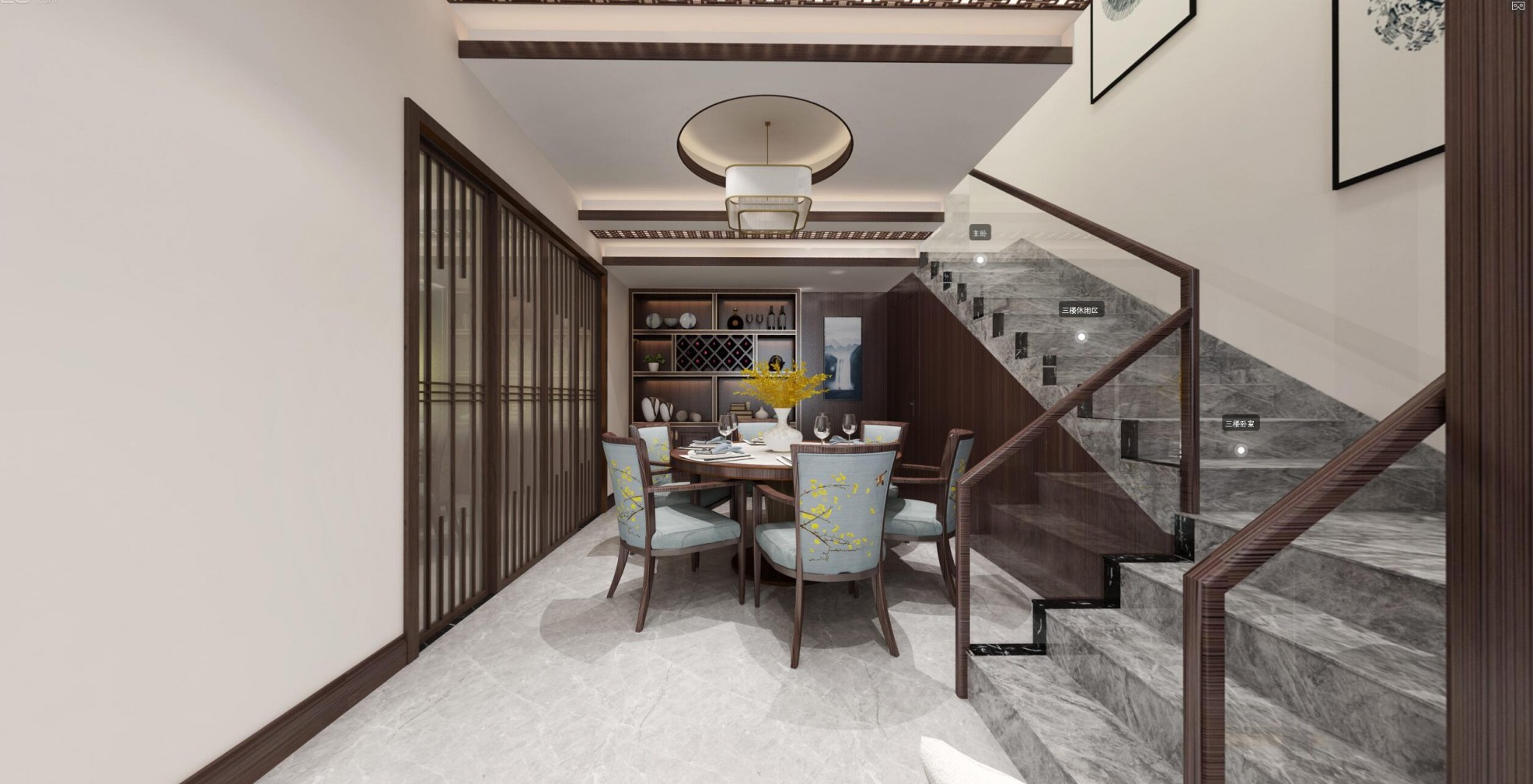 佛山市雅居樂·江畔明珠新中式風(fēng)格別墅裝修案例