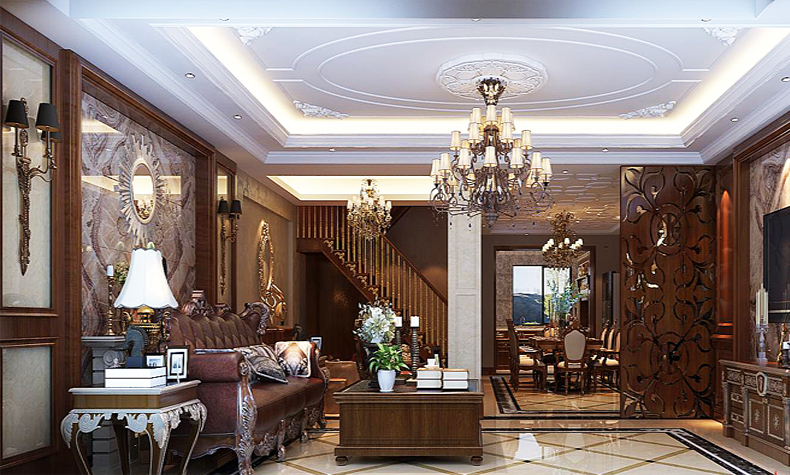 樂山市西岸第一城歐式風(fēng)格復(fù)式裝修案例