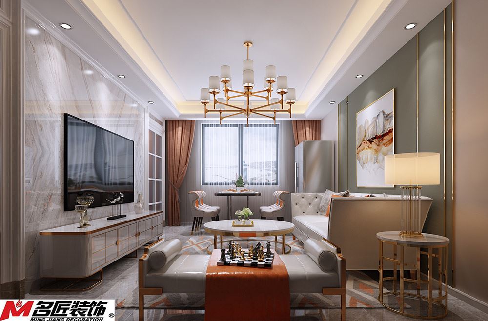 臺州市濱江鉑金海岸歐式風格二居室裝修案例