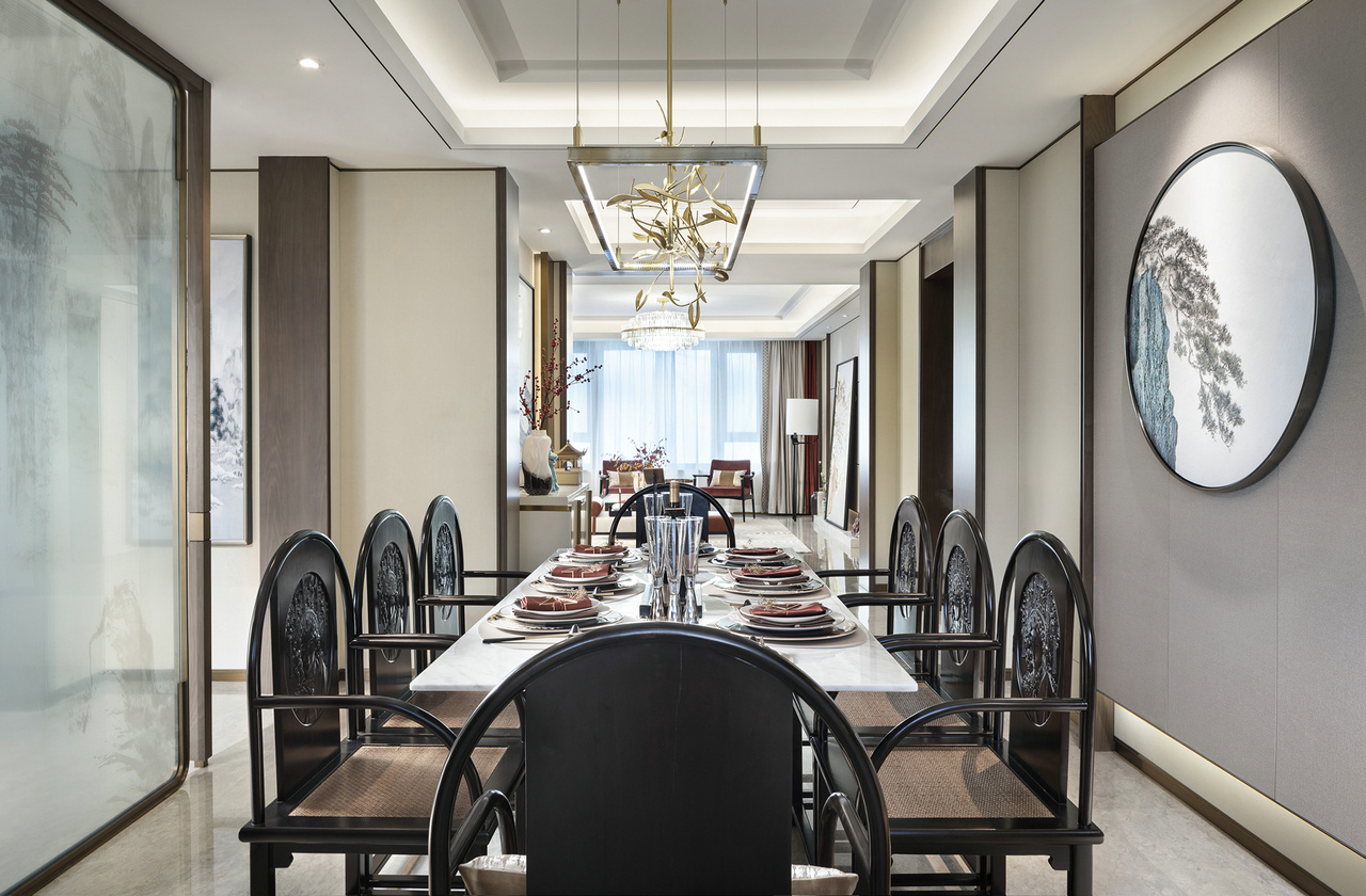 新中式風格室內(nèi)家裝案例效果圖-餐廳 新中式風格室內(nèi)家裝案例效果圖-餐廳