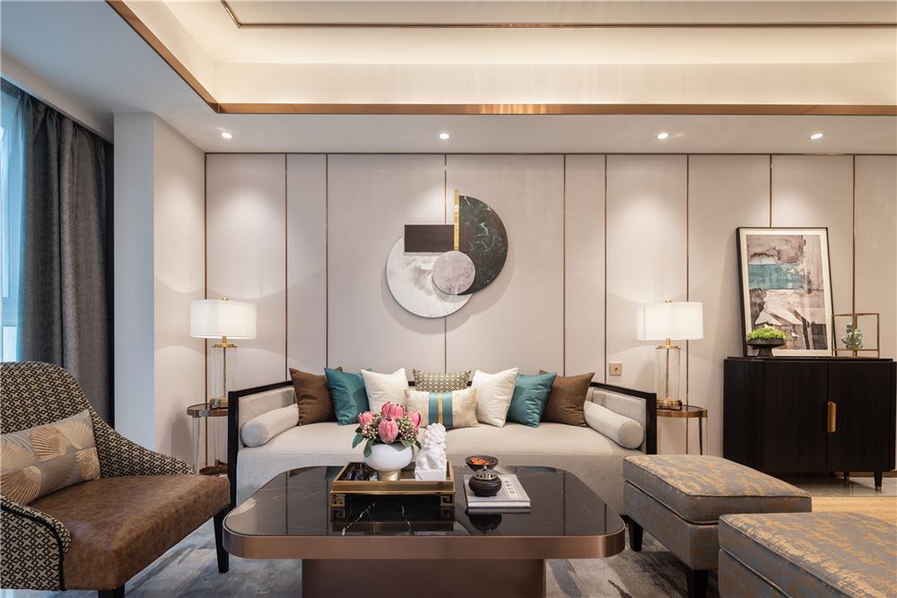 佛山市萬科金域水岸新中式風格四居室裝修案例