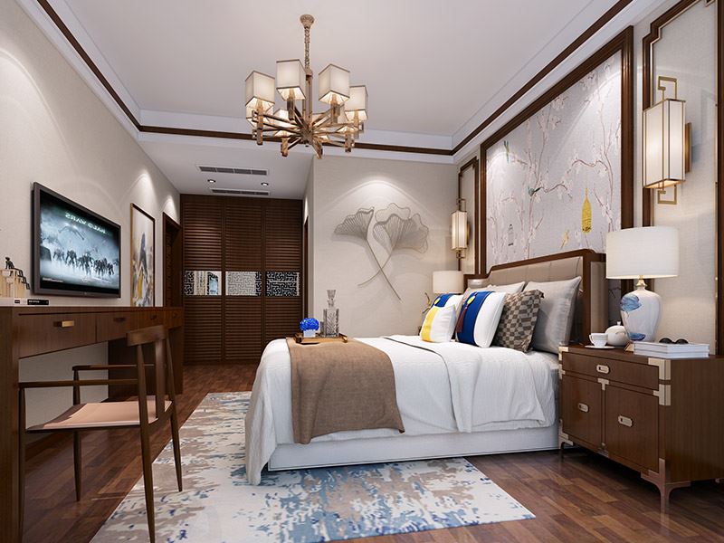 河源市鴻大城新中式風格復(fù)式裝修案例