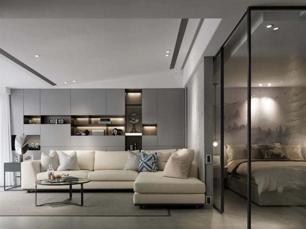 裝修案例現(xiàn)代前衛(wèi)風格室內裝修效果圖-萬科云山四居217平米