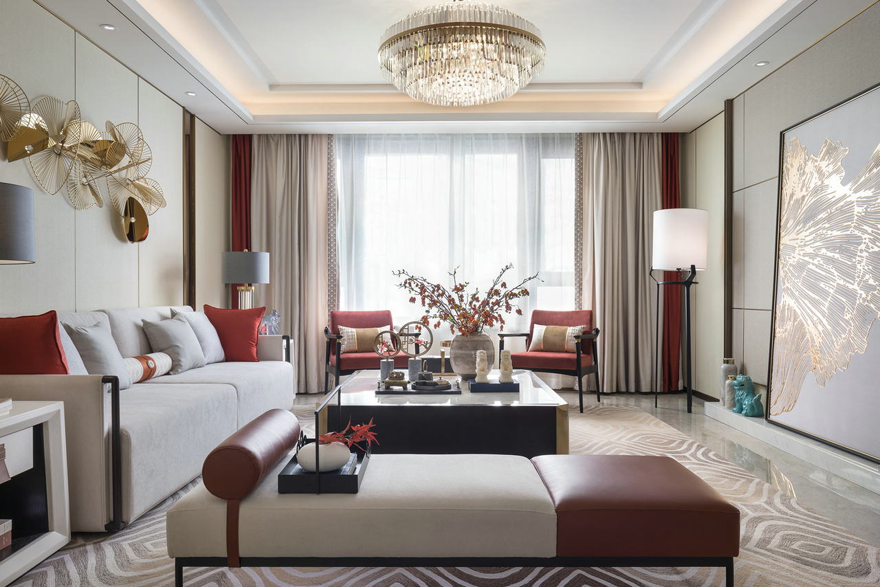 新中式風格室內(nèi)家裝案例效果圖-客廳 新中式風格室內(nèi)家裝案例效果圖-客廳