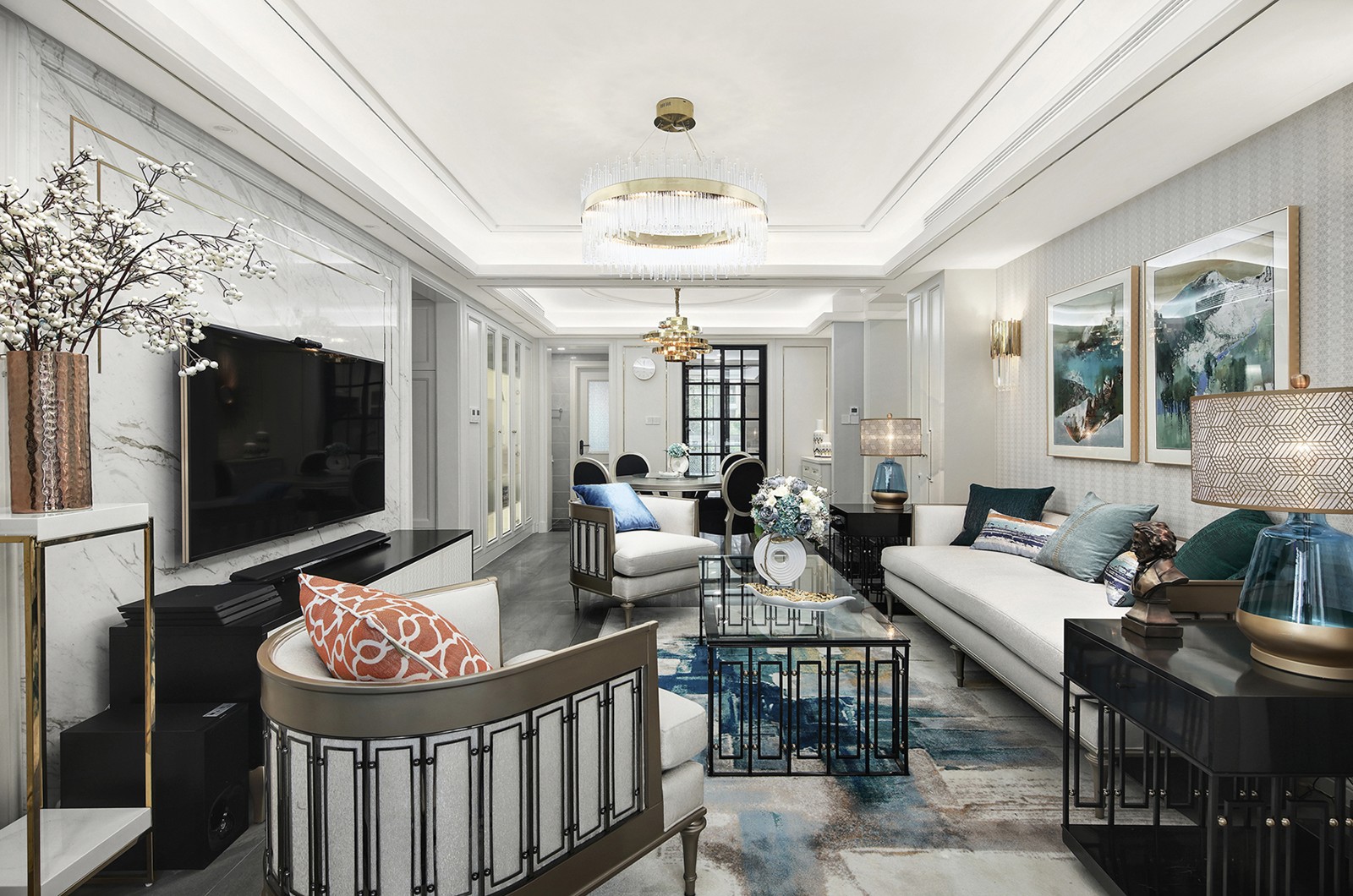 裝修案例美式輕奢風(fēng)格室內(nèi)裝修效果圖-客廳 裝修案例美式輕奢風(fēng)格室內(nèi)裝修效果圖-客廳