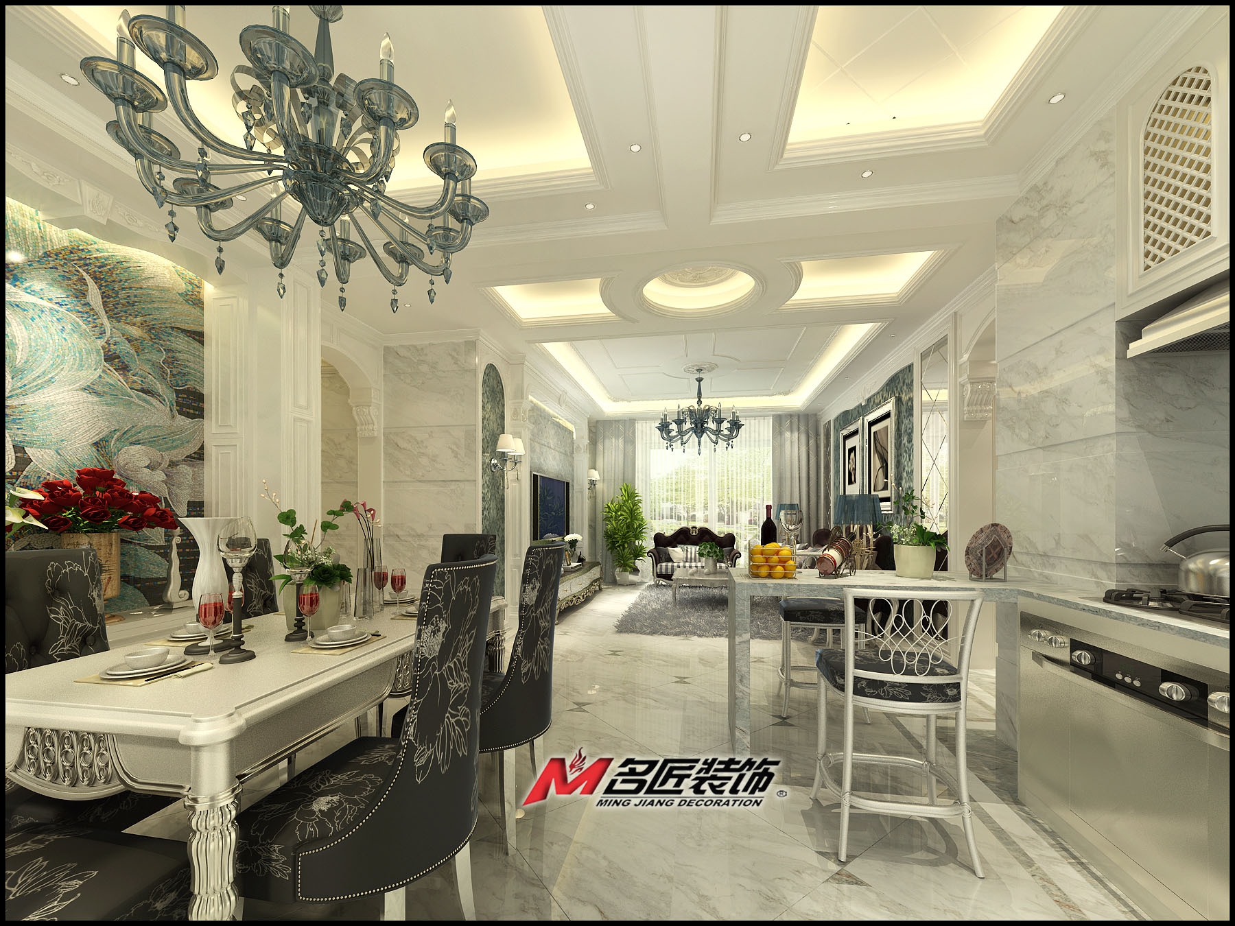 佛山市建投綠地璀璨天城歐式風(fēng)格三居室裝修案例