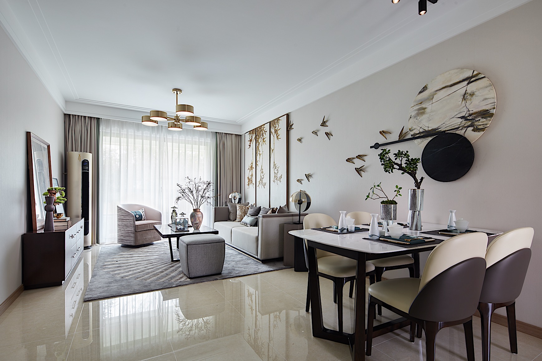 簡(jiǎn)約中式風(fēng)格室內(nèi)設(shè)計(jì)家裝案例-客餐廳 簡(jiǎn)約中式風(fēng)格室內(nèi)設(shè)計(jì)家裝案例-客餐廳