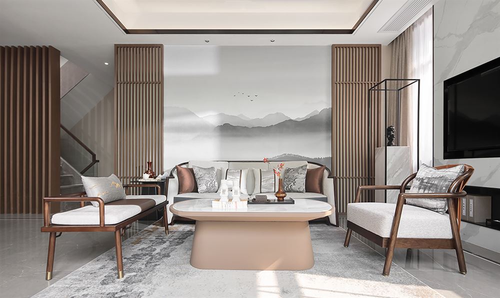 深圳市新世界·臨海攬山御園新中式風(fēng)格三居室裝修案例