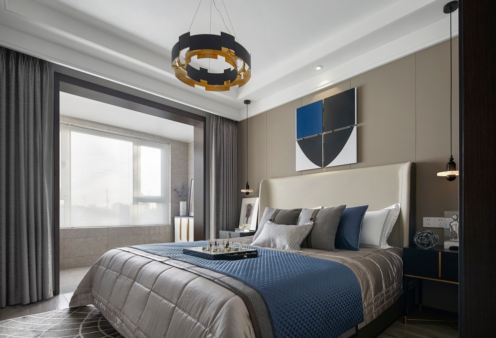 港式現(xiàn)代風格室內家裝案例效果圖-主臥 港式現(xiàn)代風格室內家裝案例效果圖-主臥