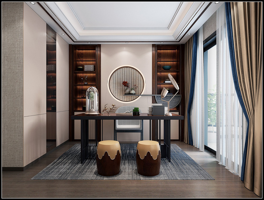 裝修公司新中式風(fēng)格室內(nèi)裝修效果圖-書(shū)房 裝修公司新中式風(fēng)格室內(nèi)裝修效果圖-書(shū)房