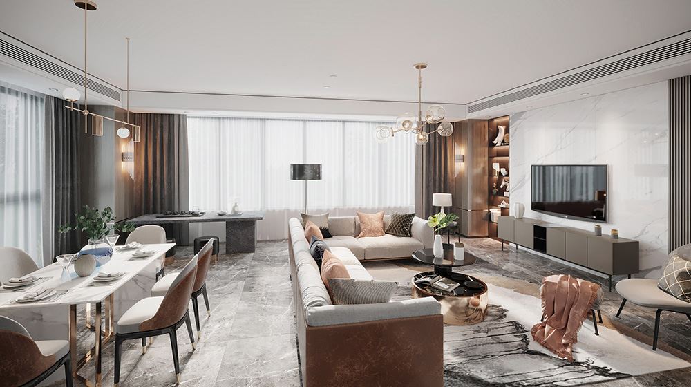 佛山市金茂綠島湖現(xiàn)代簡約風格三居室裝修案例