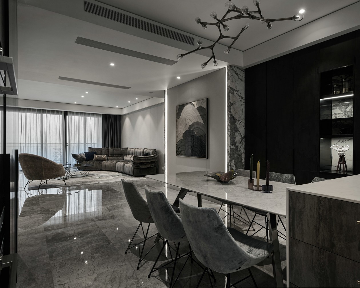 現(xiàn)代奢華輕奢風(fēng)格家裝設(shè)計室內(nèi)裝修效果圖-客餐廳 現(xiàn)代奢華輕奢風(fēng)格家裝設(shè)計室內(nèi)裝修效果圖-客餐廳