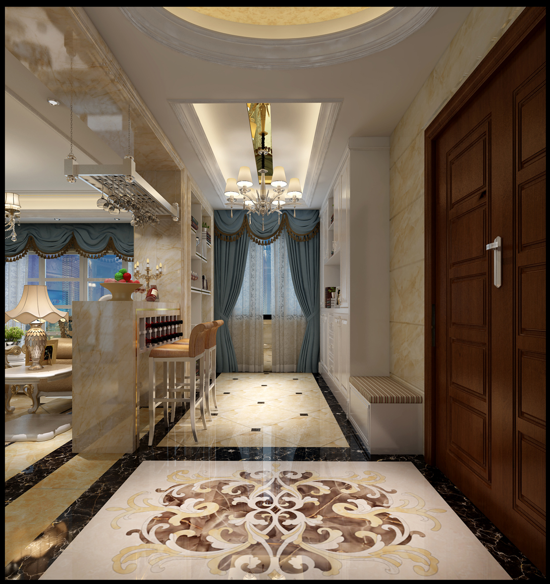簡歐風格室內(nèi)裝修設計效果圖-保利中央公館三居140平米-室內(nèi)玄關裝修設計 簡歐風格室內(nèi)裝修設計效果圖-保利中央公館三居140平米-室內(nèi)玄關裝修設計