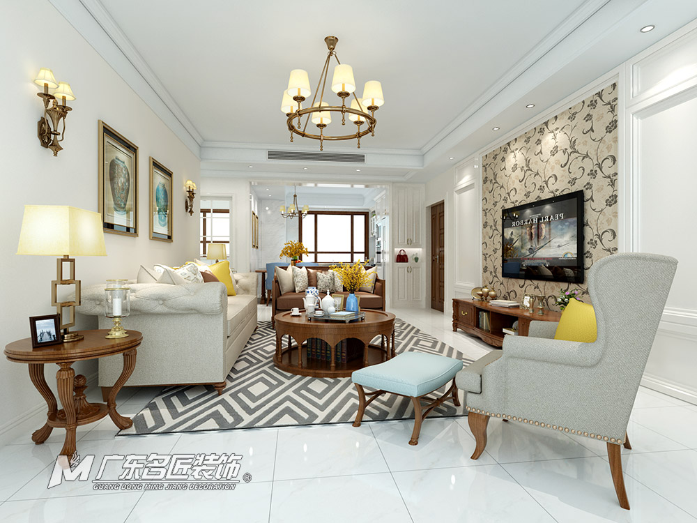 博維中央公園三居130平米美式風(fēng)格裝修案例-客廳 博維中央公園三居130平米美式風(fēng)格裝修案例-客廳