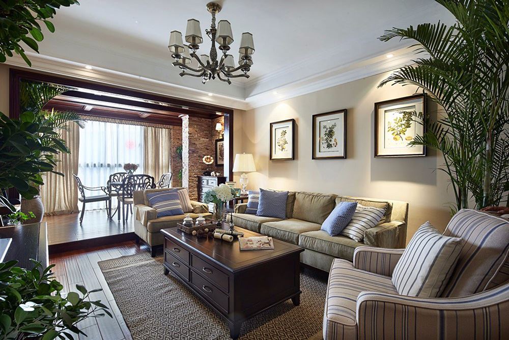 江門市方直瓏湖灣田園風(fēng)格三居室裝修案例