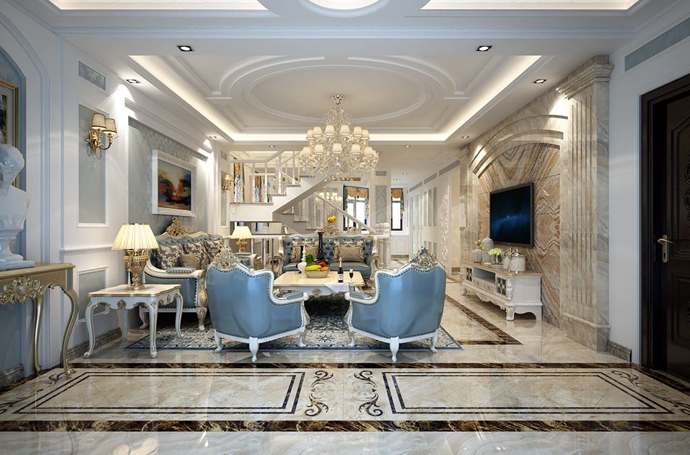青島市金茂灣歐式風(fēng)格復(fù)式裝修案例