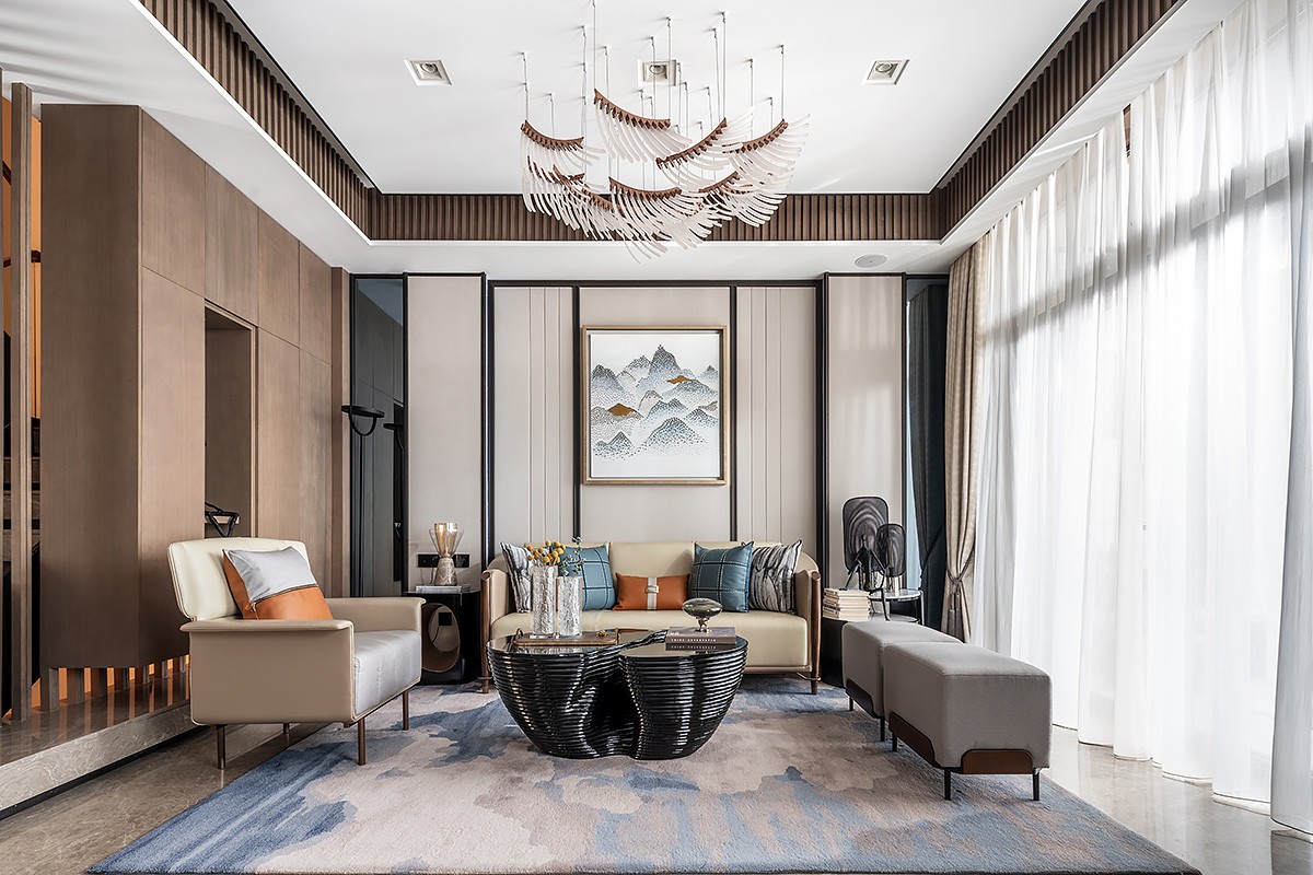 新中式風(fēng)格家裝設(shè)計別墅裝修效果圖-客廳 新中式風(fēng)格家裝設(shè)計別墅裝修效果圖-客廳