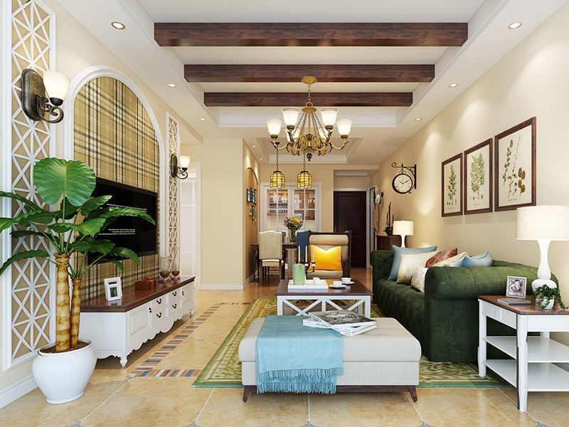 內江101-200平米田園風格萬晟城華府室內裝修設計案例