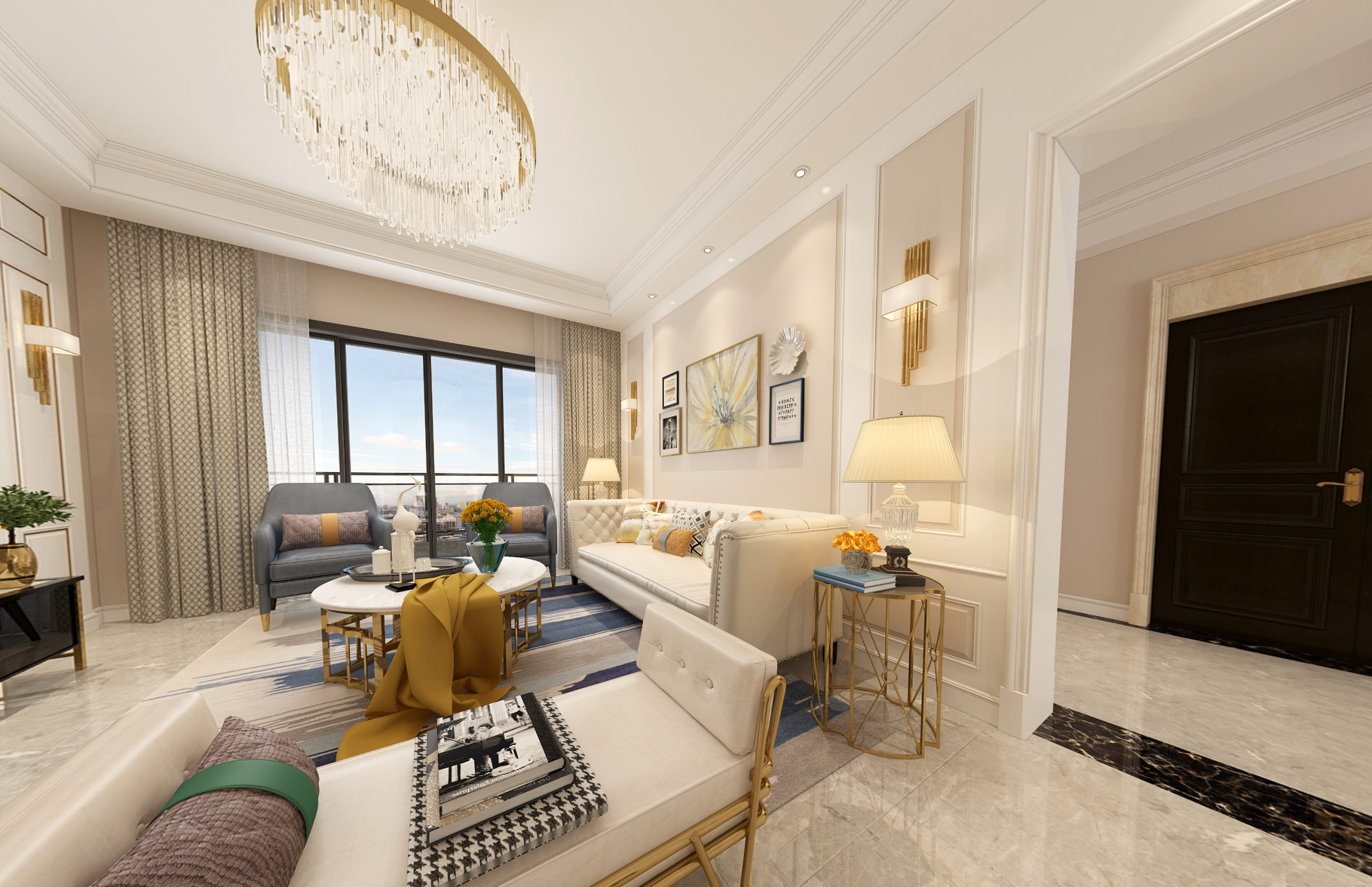 現(xiàn)代前衛(wèi)風(fēng)格室內(nèi)裝修效果圖-綠地緹香公館三居121平米-客廳 現(xiàn)代前衛(wèi)風(fēng)格室內(nèi)裝修效果圖-綠地緹香公館三居121平米-客廳