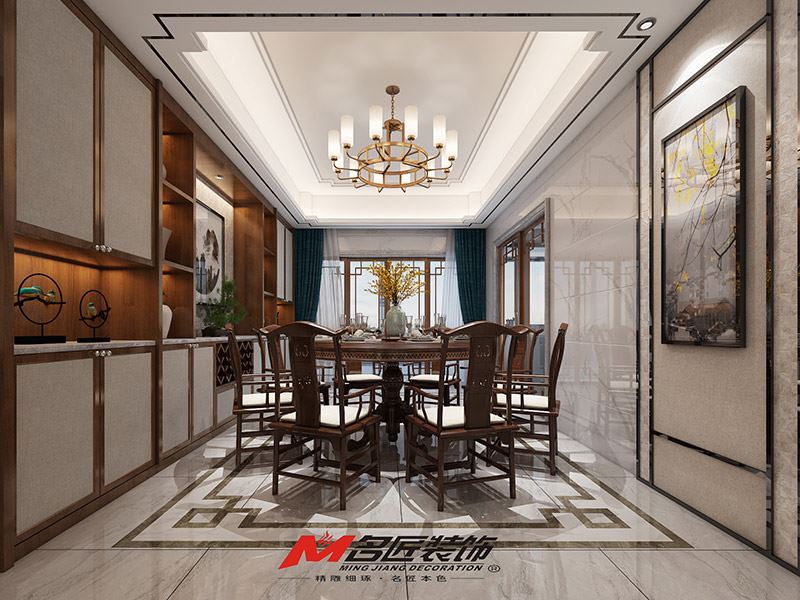 揭陽市漣漪園新中式風格三居室裝修案例