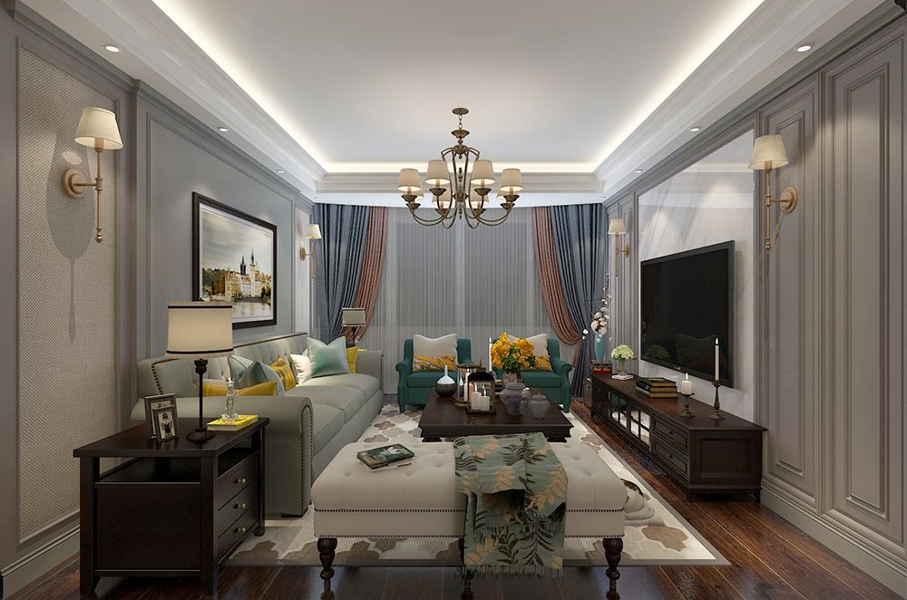 連云港市安峰潤(rùn)峰家園美式風(fēng)格三居室裝修案例