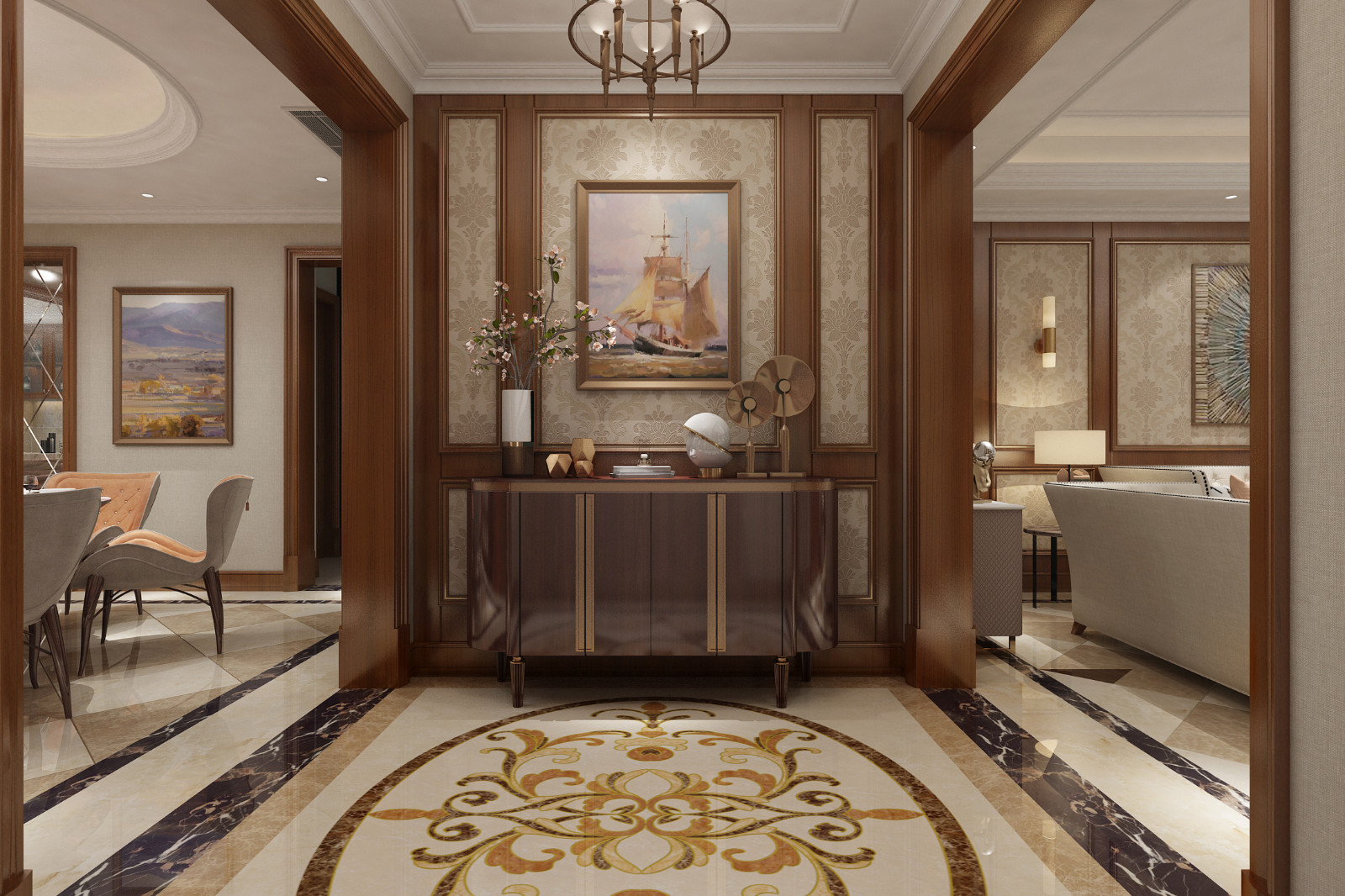 歐式風格家裝設計室內(nèi)裝修效果圖-玄關