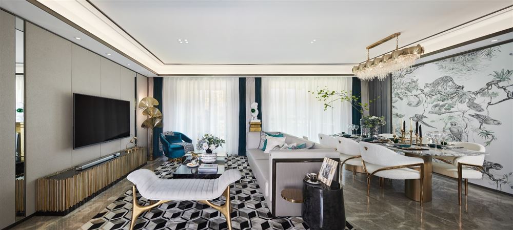 自貢市綠地新里城新中式風(fēng)格四居室裝修案例