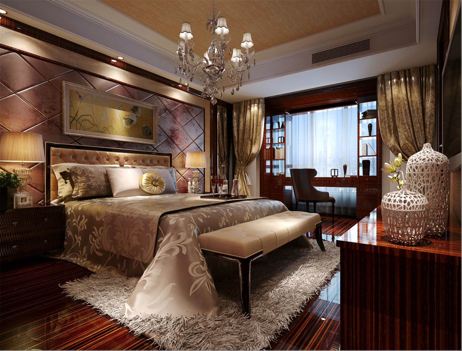 裝修案例歐式復(fù)古風(fēng)格室內(nèi)裝修效果圖-主臥 裝修案例歐式復(fù)古風(fēng)格室內(nèi)裝修效果圖-主臥