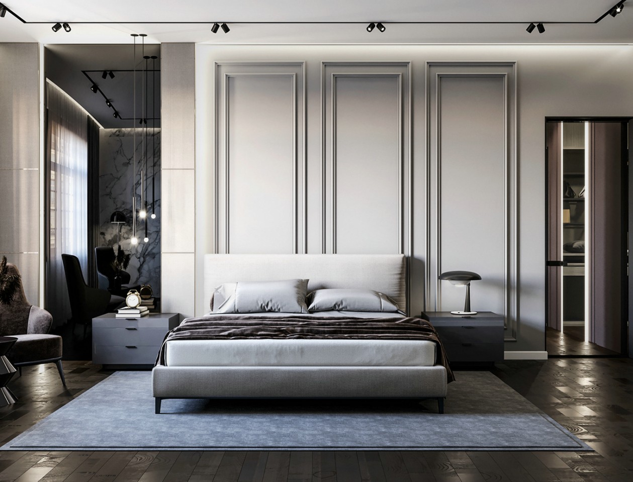 現(xiàn)代極簡風格家裝設計室內裝修效果圖-臥室 現(xiàn)代極簡風格家裝設計室內裝修效果圖-臥室