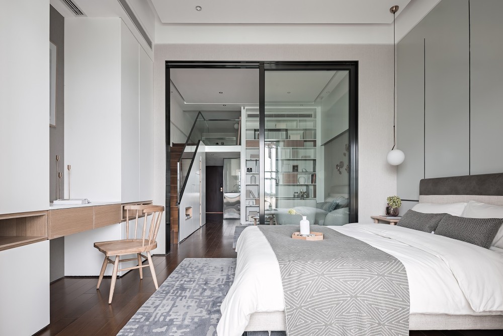 現(xiàn)代簡約風(fēng)格公寓家裝案例效果圖-臥室