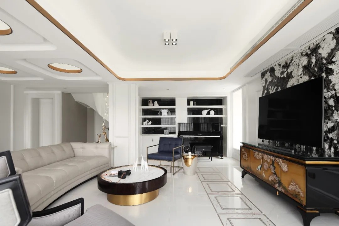 輕奢風格家裝設(shè)計室內(nèi)裝修效果圖-二樓客廳 輕奢風格家裝設(shè)計室內(nèi)裝修效果圖-二樓客廳