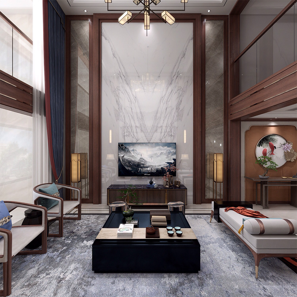 新中式別墅大宅裝修設(shè)計(jì)-客廳 新中式別墅大宅裝修設(shè)計(jì)-客廳