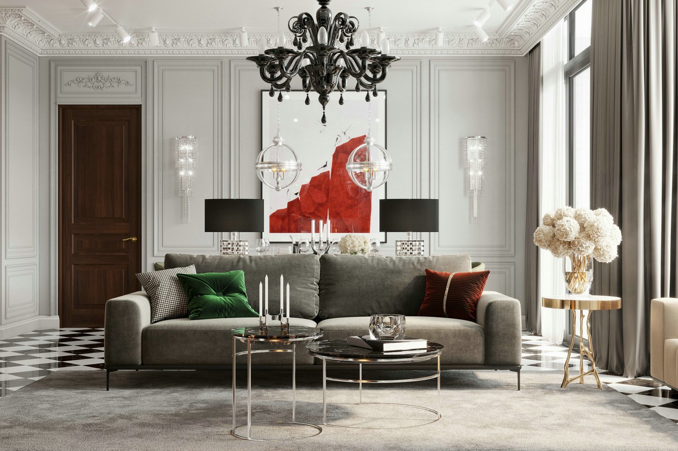 佛山裝修公司歐式風(fēng)格室內(nèi)裝修效果圖-客廳