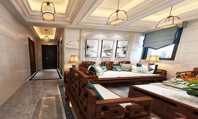 新中式風格室內(nèi)裝修效果圖-佛山名澳匯錦桃園四居180平米-室內(nèi)客廳裝修 新中式風格室內(nèi)裝修效果圖-佛山名澳匯錦桃園四居180平米-室內(nèi)客廳裝修