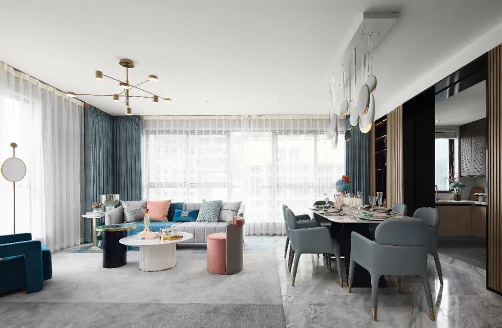 臺州市濱海苑輕奢風(fēng)格三居室裝修案例