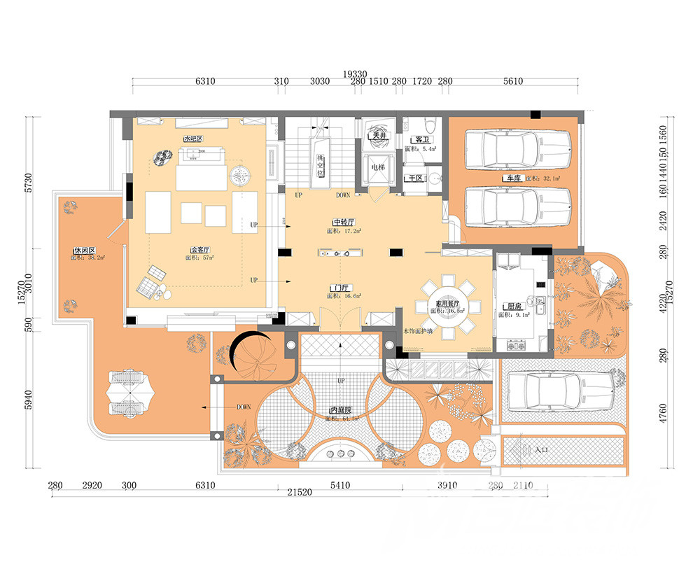 別墅一層布局圖 別墅一層布局圖