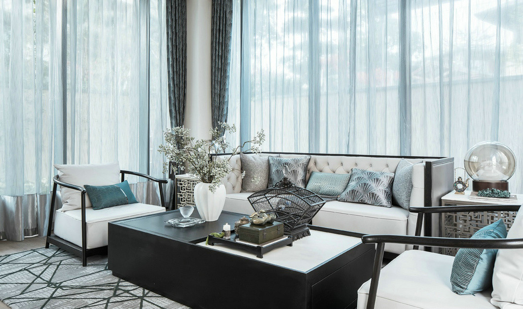 佛山市鵬瑞皓玥灣新中式風(fēng)格四居室裝修案例