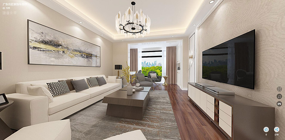 東岸竹園三居100平米-現代簡約風格裝修案例-客廳 東岸竹園三居100平米-現代簡約風格裝修案例-客廳