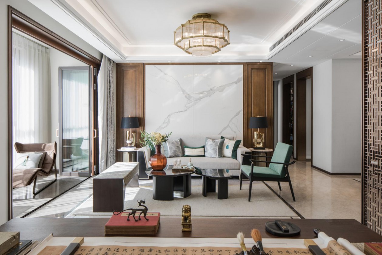 新中式風(fēng)格室內(nèi)家裝案例效果圖-客廳 新中式風(fēng)格室內(nèi)家裝案例效果圖-客廳