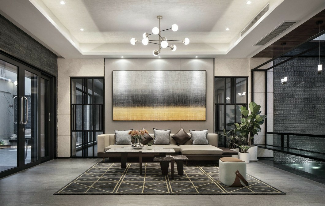 裝修公司新中式風(fēng)格別墅裝修效果圖-一樓客廳 裝修公司新中式風(fēng)格別墅裝修效果圖-一樓客廳