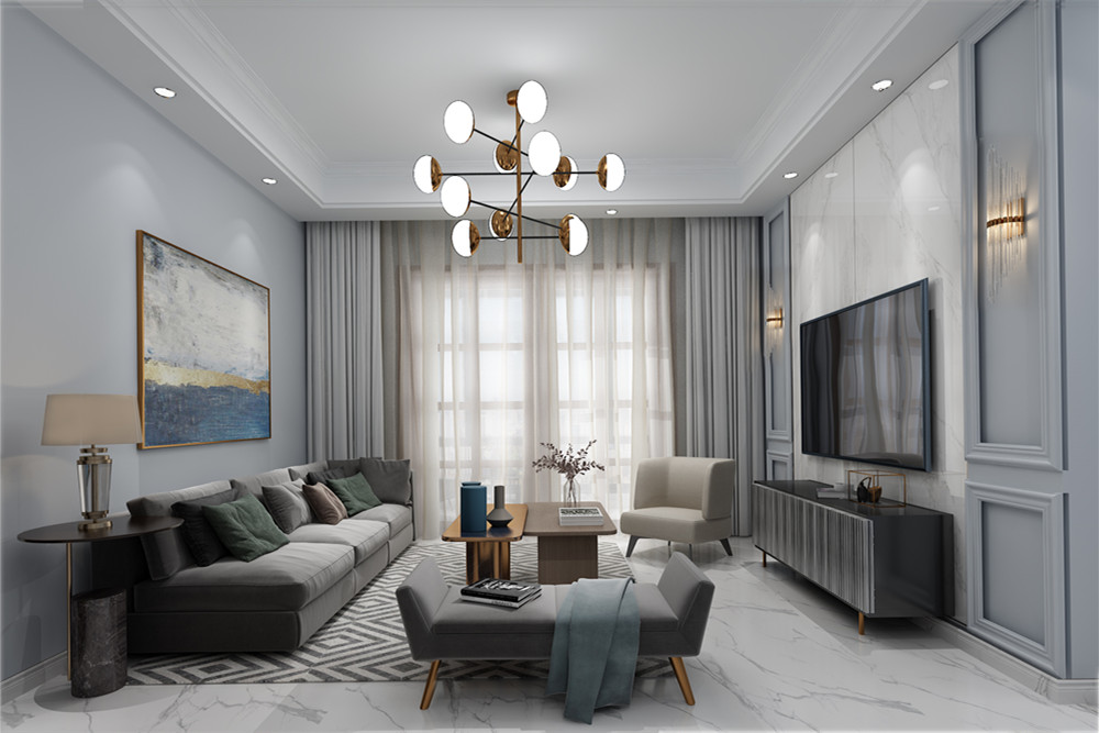 南寧市大觀天下現(xiàn)代簡約風格三居室裝修案例