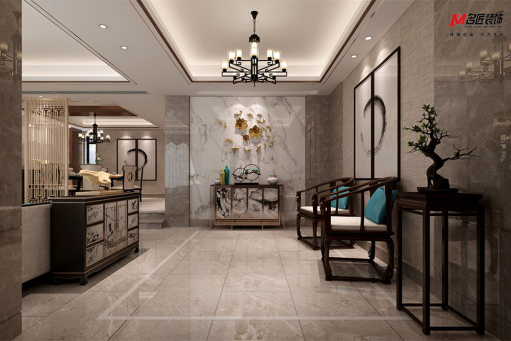 合肥市龍湖·車橋新界新中式風(fēng)格四居室裝修案例