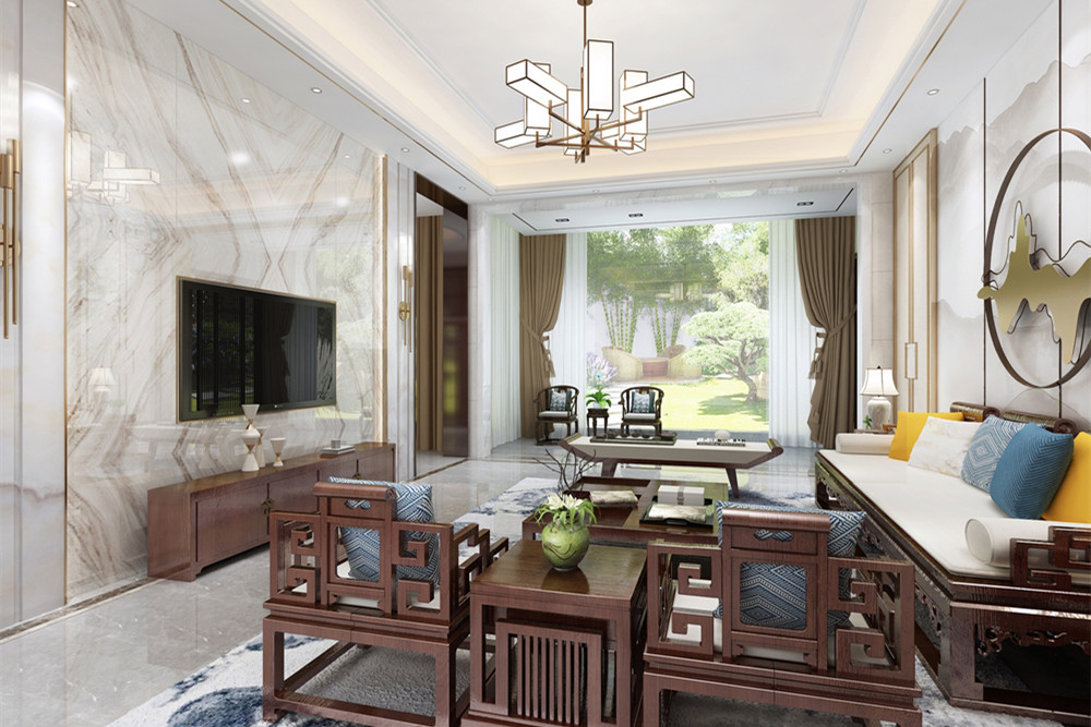 中山市敏捷紫嶺國(guó)際新中式風(fēng)格別墅裝修案例