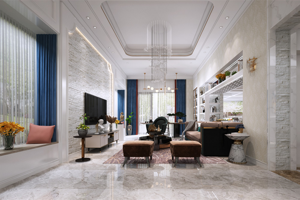 中山市麗豪花園新中式風(fēng)格別墅裝修案例