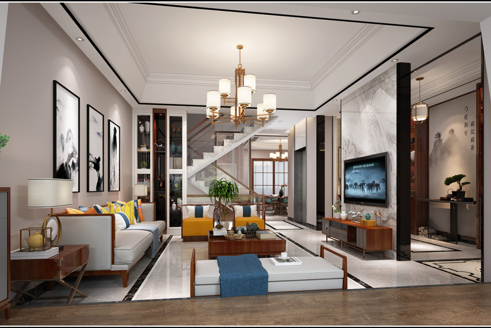 中山市雅居樂民森迪茵湖小鎮(zhèn)新中式風(fēng)格別墅裝修案例