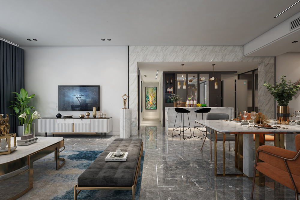 中山市匯盈大廈現(xiàn)代簡約風(fēng)格三居室裝修案例