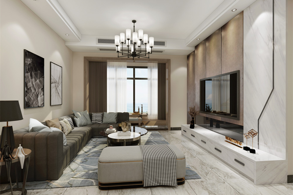 梧州市旺甫豪苑輕奢風格三居室裝修案例