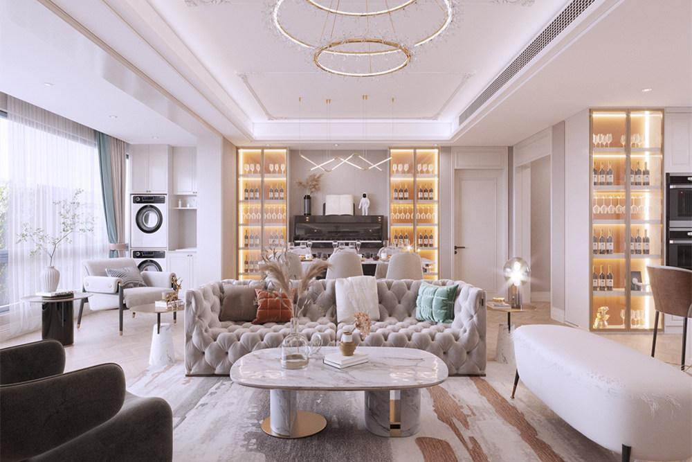 連云港市中茵名都輕奢風(fēng)格三居室裝修案例