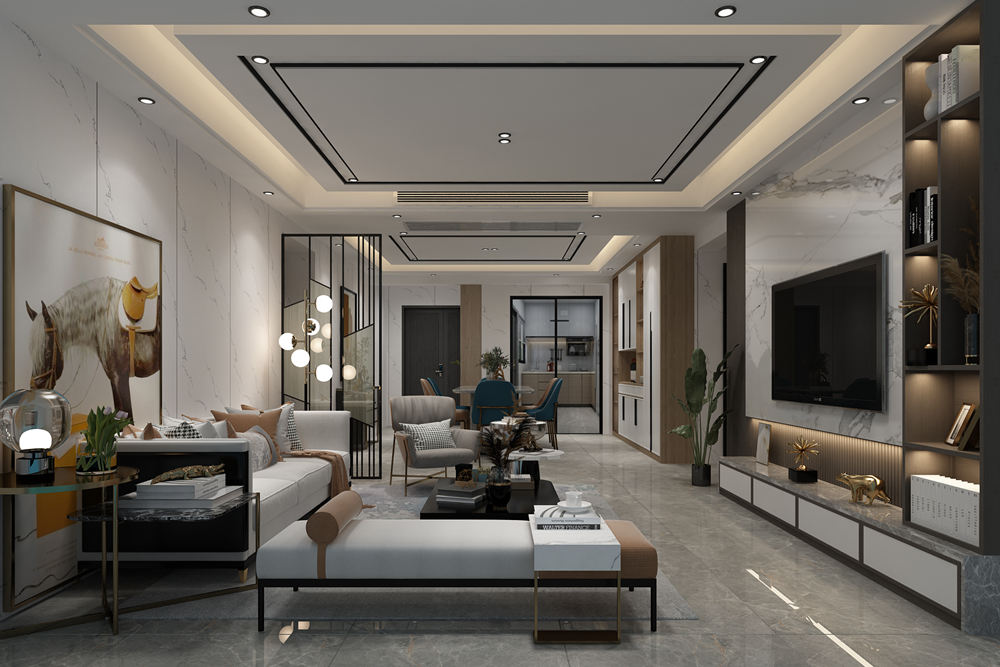 云浮市筠州華府輕奢風(fēng)格三居室裝修案例